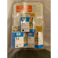 HP Invent 14 Three (3) Pack Ink Cartridges, 1 Black 2 Tri-color NIB Exp. 2005 picture