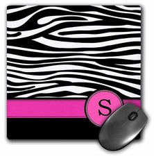 3dRose Letter S monogrammed black and white zebra stripes animal print with hot picture