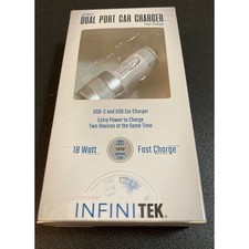 InfiniTek 18W Car Charger USB C Type-C Dual Ports Fast Charging Adapter Kit picture
