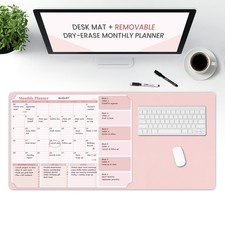 Pink Dry Erase Desk Mat,Large Multi-Use Dry Erase Desk Calendar picture