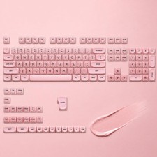 132 PCS Cute Creamy Pink Jelly MOA PBT Keycaps Fits MX Switches 61/104 Key picture