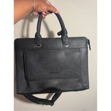 BOSTANTEN Black Briefcase 15.6 Inch Laptop Leather Slim Business Messenger Bag picture