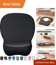 Sleek Ergonomic Mouse Pad with Gel Wrist Rest - Ideal for Gaming & Office, Black picture