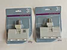3 Outlet Lateral Swivel Grounded Wall Adapter Tap Globe Lot of 2 NIB New picture