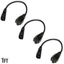 3x 1FT IEC320 C14 to NEMA 5-15R 125V AC 10A 10 Amp Monitor PC Power Cord Cable picture