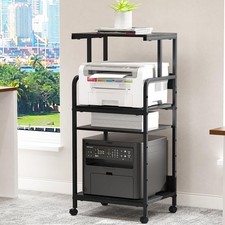 4 Tier Black Stand with Storage Shelf Mobile Adjustable for Heat Press Scanner picture