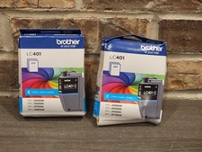 2 New Genuine Brother LC401C Standard-Yield Cyan Ink Cartridge EXP 04/2027 picture