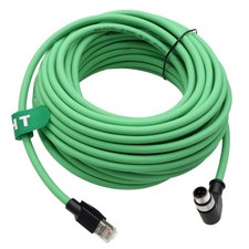 HangTon Ethernet Cable M12 4 Pin D-Code Right Angle to RJ45 for 5m, Green picture
