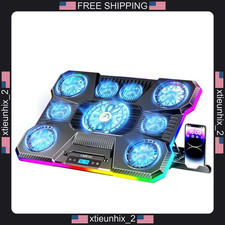 Laptop Cooling Pad with 9 Fans, RGB Lights, 8 Height Levels for 15.6-19.3 Inch picture