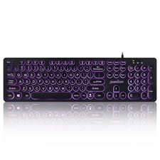 Perixx PERIBOARD 317R Wired Backlit Large Print USB Keyboard Round Keycaps picture
