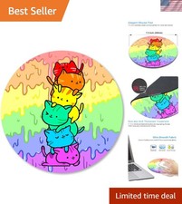 Cute Round Cat Mouse Pad - 7.9 Inches, Waterproof Non-Slip for Home Office picture