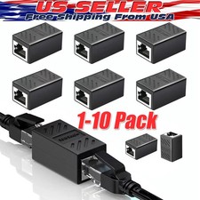 1-10pcs RJ45 Inline Coupler Cat6/Cat5e Ethernet Network Cable Extender Connector picture
