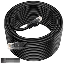 250ft Black Cat6 Ethernet Cable Heavy Duty Internet Cord with 25 Zip Ties picture