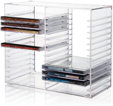 Stori Stackable Clear Plastic CD Organizer with Rubber Feet | Rectangular Jewel picture