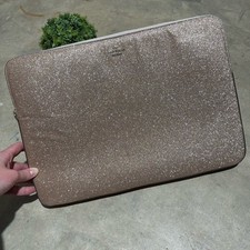 Kate Spade Rose Gold Glitter Sparkle Zipper Laptop Case Bag Holiday Festive Glam picture