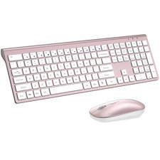 Pink Wireless Full Size Keyboard And Mouse Combo 2.4G Ultra Slim Windows PC picture