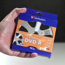 🛑 10-Pack Verbatim DigitalMovie 8X 4.7 GB DVD-R Discs – Retro Film-Reel Design picture