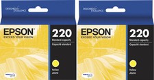New Genuine Epson 220 Y 2PK Ink Cartridges Bags WF Series WF-2650 WF-2660 picture