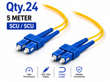 (24) 5 Meter SC/UPC - SC/UPC Duplex Fiber Patch Jumper OS2 SMF Singlemode Cable picture
