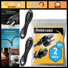 15ft Universal Power Cord (2 Pack) - IEC C13 to NEMA 5-15P, 18AWG, 10A, 125V - I picture