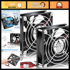 80mm Brushless DC Cooling Fan 24V, 2-Pin, High Performance, 2-Pack for PC & Elec picture