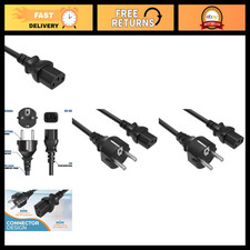 8ft 18AWG European Schuko Power Cord CEE 7/7 to IEC320 C13, 10A/250V, EU Travel picture