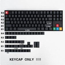 Yezhen Cherry-Style Keycaps Original Height PBT Minimalist Black 130-Key picture