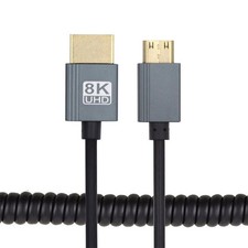 CY Stretch Coiled Mini HDMI 2.1 Male to HDMI Male 8K 60hz Cable 100cm for HDTV picture