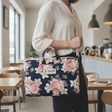 Stylish White Rose Laptop Shoulder Bag - Light, Durable & Protective Design picture