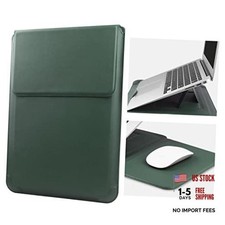 14 Inch Laptop Sleeve Case Leather Bag with Stand Compatible 13.5-14 in Green picture