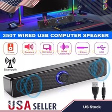 Stereo Bass Sound Computer Speakers Bluetooth 5.3 Soundbar for Laptop PC Mac US picture