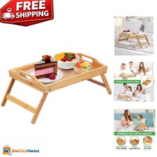 Portable Bamboo Bed Tray with Folding Legs - Perfect for Breakfast & More picture