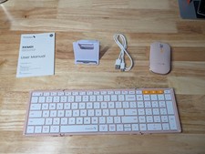 ProtoArc XKM01 Foldable Wireless Keyboard Mouse Combo Pink w/ Case - Mint picture