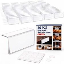 50 PCS Clear Rigid Acrylic Shelf Label Holder 1.25x3 Inch LShape Sign Stand picture