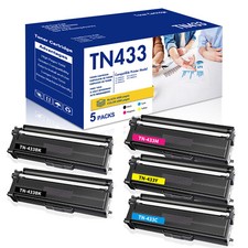 5 PACK- TN-433BK TN433C TN433M TN433Y HIGH YIELD TONER COMPATIBLE WITH BROTHER picture