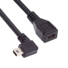 NFHK 90 Degree Mini USB 5-Pin Male to Female Extension Cable 30cm Black picture
