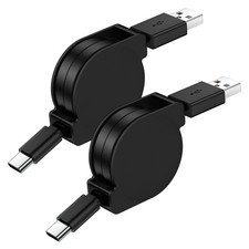 Retractable USB C Cable 3FT 2Pack, Samsung C 3 feet, Black picture