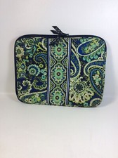Vera Bradley Rhythm And Blues Paisley Blue & Green Laptop Sleeve Case 14”x10'5” picture