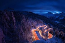 Landscape road night snow winter long exposure light Custom Gaming Mat Desk picture