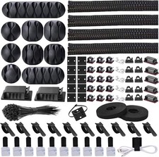 Cord Management Organizer Kit 4 Cable Sleeves 41 Clips 10pcs Ties for TV Office picture