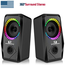 2Pcs RGB  2.0 USB Wired Surround Stereo Speakers Subwoofer 3.5mm for PC/TV/Phone picture