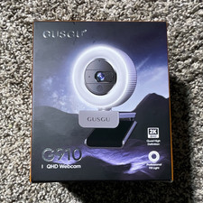 GUSGU G910 2K QHD 30fps USB-C Webcam Ring Light Privacy Shutter Mic Clip picture