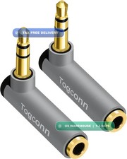 2-Pack 3.5mm Right Angle Audio Adapter – Male to Female Stereo Connector picture