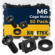 M6 Cage Nuts, Screws and Washers Size M6 x 16mm 50 Pack Rack Mount Screws Har... picture