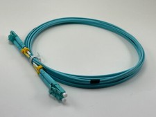 LinkSecured 1M LC to LC Duplex PVC 10G OM3 Aqua Multimode Fiber Optic picture