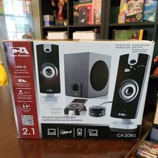 Brand New Cyber Acoustics CA-3080 18W Powered 2.1 Speaker System w/Control Pod picture
