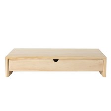 Wooden monitor stand, lifts screen and offers extra storage space picture