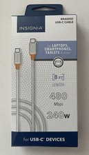Insignia- 8ft 240W USB-C to USB-C Charge-and-Sync Braided Cable - White picture
