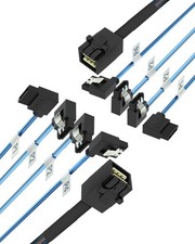 2 PCS 0.5M 1.64FT SFF8643 To 4X SATA 90Degree RightAngle Adapter Cable picture