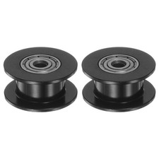 2pcs 2GT Idler Pulley 3mm Bore 18mm Dia. 6mm Width Belt Toothless, Black picture